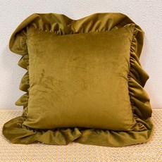 고급 벨벳 프릴 쿠션 커버 다채로운 색상 인테리어 장식용 쿠션, 43*43cm 베개 커버, 생강 노랑