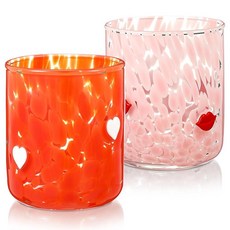 ECLATIS WillingLONG 롱 하트 립 아이콘 주스 잔 2개 레드 발렌타인 러브 드링킹 컵 올드 하이퀄리티 패션 스템리스 와인 잔 473.2ml16온스 위스키 칵