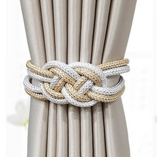 마켓A 럭셔리 타이 스트랩 마그네틱 커튼넥타이, 화이트 + 베이지, 1개