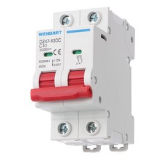 DC 태양광 PV 미니어처 회로 차단기 500V 2극 50A 타입 C DIN 레일 DZ47-63Z, 단일 10A