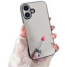 Aowner 아이폰 17 에어와 호환되는 미러 케이스 여아용 여성용 메이크업 귀여운 유리 광택 거울 뒷면 하드 케이스 투명 소프트 TPU 범퍼 슬림 핏 낙하 방지 충격 방지 보