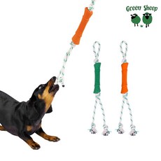 Green Sheep 橡膠骨頭再生棉繩拉扯玩具 狗玩具, 橙色, 1個