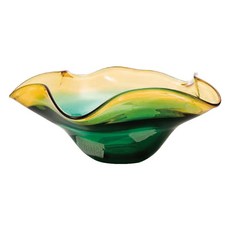 日本ADERIA津輕 手作波浪琉璃花缽 WUZ屋子 琉璃碗 水果碗 沙拉碗 花器, 1個, 漸層