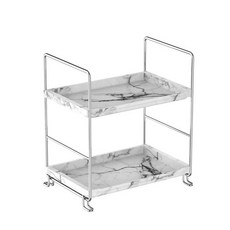 JANUS LiANG 주방 정리함 소형 향신료 랙 욕실 정리함 조리대 메이크업 선반 화장품 보관 디스플레이 랙 화장대 선반 PP 모조 대리석 디자인 도구가 필요 없는, 모조 대리석, 은색