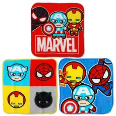 DK大王 MARVEL 復仇者聯盟純棉小方巾, 合圖款 3入組(3個花色各1條), 1個