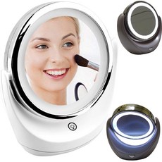 高雄現貨 附發票 360度LED雙面放大5倍旋轉化妝鏡 美容鏡 梳妝鏡 檯式桌鏡