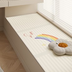 DFMEI 飄窗墊窗臺墊輕奢高級感主臥四季通用坐墊可拆洗毛絨陽臺墊子, 1cm, 保持彩虹的微笑-比利時圈絨:50*120cm