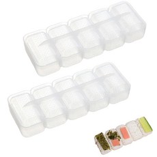 DELUXEFOX 주먹밥 형식 주먹밥 메이커 2점 세트 주먹밥 5개 전함형 초밥 수제 도시락 간편하고 시간 절약 5구 설계 밀어내기 쉬움 위생 라이스볼 메이커 도시락용 액세서