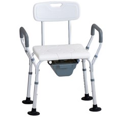 LADUTA多功能洗澡椅，加寬椅面，可拆卸扶手，六段高度調節，防滑設計，附便盆, 白色+灰色