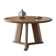 北歐全實木餐桌椅組合，現代簡約白蠟木圓形餐桌帶轉盤，家用客廳餐桌椅, 1.5米實木餐桌帶轉盤