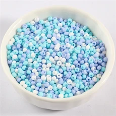 매트 솔리드 마카롱 색 2mm 3mm 유리 씨앗 비즈 유니폼 라운드 스페이서 비즈 DIY 수제 보석 액세서리 만들, 02 2mm 800Pcs, 06 Mix Blue