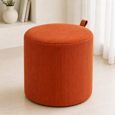 WHH 휴대용 스툴 코르덴 원형 분리세탁커버 현관 의자, 1개, 오렌지