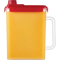 락앤락 아쿠아 냉장고 도어 워터 저그 손잡이 BPA 프리 플라스틱 피처 나사 상단 뚜껑 포함 차와 주스를 만들기에 완벽한 제품 1갤런 빨간색, 118.3 Ounces