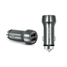 셀론 2구 고속 차량용 터보 시거잭 듀얼 퀄컴 3.0 USB 급속 충전기, 그레이, 셀론 터보 시거잭