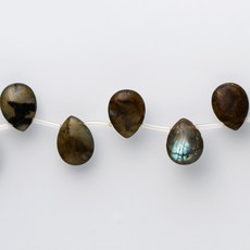 【杰鴻】印度拉長石平面凸邊水滴加套管 15X20MM 寶石珠珠DIY手工材料, 1個