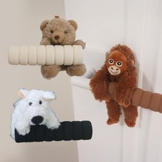 DUGNMARKT 귀여운 문 고리 방문 현관문 손잡이 커버 인형, 4.오른손형 강아지