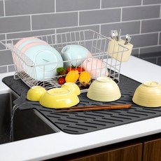 퓨어미즈키 주방 물빠짐 올실리콘 드라잉매트 특대형, 1개, 블랙, 1단