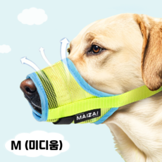 러뷰펫 중대형견 소형견 튼튼한 메쉬 입마개 M, 1개, 형광색