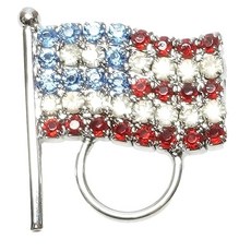 Calabria 미국 국기 핀 안경 홀더 ID 배지 브로치 애국 라인스톤 레드 화이트 블루 미국 셔츠 모자 바지 레드 화이트 블루