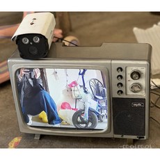 CCTV 포토존 브라운관 TV 옛날티비 흑백 디스플레이 14인치, B. 46.6cm 실버그레이+카메라(카메라랜덤발송)