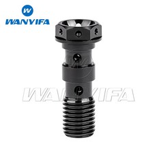 Wa ifa 티타늄 볼트 M10 피치 1 0/1 25mm 오토바이 브레이크 오일 호스 라인 듀얼 밴조 용 플랜지 파이프 나사, Bla, Pitch 1 25mm