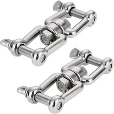 보트용 라오르드 더블 섀클 회전 14인치 516인치 38인치 12인치4사이즈 해상 등급 316 스테인리스 턱 및 체인 커넥터, 1/4 inch 2 Pack