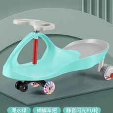 老街口扭扭車防側翻大人可坐帶音樂搖擺滑滑車1歲男女寶寶個月靜音, 無音樂/淺綠色/PU靜音閃光輪, 1個