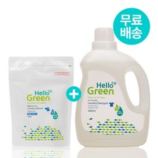 헬로그린 중성 아기세탁세제 무향 3000ml + 과탄산소다 캡슐표백제 30개 세트, 1개