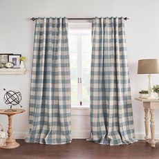 Elrene Home Fashions Farmhouse Living Grainger 버팔로 체크 암막 창문 커튼 로드 포켓 탭이 있는 거실 및 침실 드레이프 132.1 x
