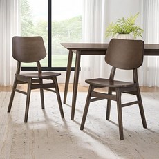 Alaterre Furniture Calais Dining – 미드 센추리 모던 다이닝 의자 2개 세트 - 다이닝 룸 또는 주방용 미니멀리스트 디자인의 원목 의자 세트 (따뜻한, 식탁 의자 2개, 웜 월넛