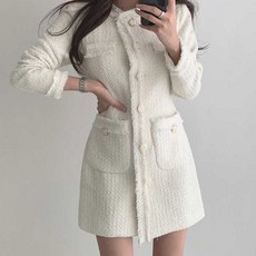 트위드 자켓 럭셔리 고급진 미니원피스 아이보리 블랙