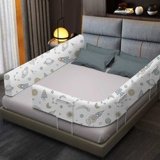 침대가드쿠션 낙상 방지 안전 가드 소프트 접이식 난간, 그린 그린한쪽면 면직물 길이 1.8 m