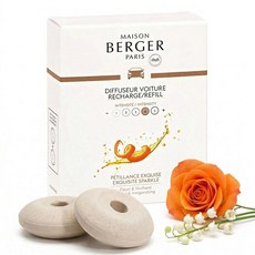 자동차 냄새 디퓨저 리필 2개 세트 - 세라믹 시스템 4/6주 확산 시간 램프 버거 향 프랑스산 정교한 스파클 189318, 정교한 반짝임