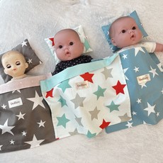 아기 인형 이불 별무늬(블랭킷 베개세트) 3가지 색상 33*31cm, 1세트, 그레이 스타