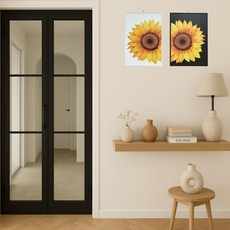 해바라기 포스터 돈들어오는 해바라기 액자 그림 집들이 개업 선물 선샤인마켓 알루미늄액자, 블루밍컬러다크, 블랙