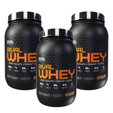 Rival Nutrition 라이벌 뉴트리션 웨이 WPI 프로틴 리치 초콜릿 분리유청단백질 908g, 3개