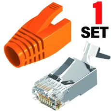 CAT6A CAT7 커넥터 CAT7 실드형 UL 인증 3핀 스트레인 릴리프 보호 부츠 RJ45 커넥터 패스 스루 플러그, 02 Connector with Boots, 07 50x