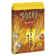 glico 格力高 Pocky 百奇 冬季限定巧克力棒 焦糖海鹽口味 6包入, 1個