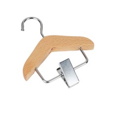 可愛迷你木頭衣架 兒童小號帶夾防滑展示架 寵物衣架, 1個, 迷你衣架-原色