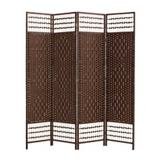요고바라 라탄 인테리어 파티션 원목 가리개 이동식 가림막, 커피
