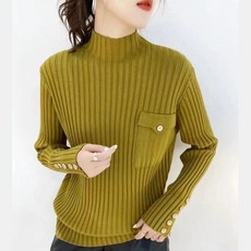 루스리더 여성용 라운드넥 니트 따뜻한 목폴라 긴팔 니트티 E463