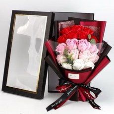 香皂花束 玫瑰花束 畢業花束 節慶花 乾燥花束, 浪漫紅禮盒