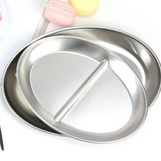 샤틴 스텐 타원 나눔접시 스테인리스접시 타원형접시 스텐간식접시, 스텐타원 2절-7인치