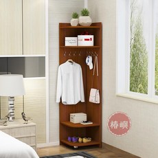 【椿嶼】客廳轉角衣帽架落地臥室掛衣架簡約現代轉角置物架多功能轉角櫃, 180/30/30四層衣帽架,柚木色, 1個