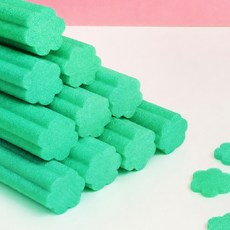 뮤즈 꽃모양 백업 스티로폼막대 4cmx50cm 10컬러 / 빽업 가래떡스펀지 스펀지막대, 1세트, 초록10개