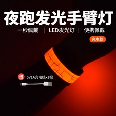 台灣出貨 WRELS騎行跑步手臂燈綁褲腳充電代駕警示燈反光戶外運動夜跑安全 夜跑反光腳環 夜騎反光手環 戶外運動, 充電款-橙色, 1個