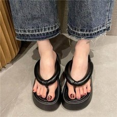 拖鞋夾腳拖鞋女夏季EVA軟底人字拖透氣防臭運動拖鞋輕量止滑涼鞋踩屎感沙灘拖鞋一字拖黑色外出拖鞋耐磨厚底拖鞋室外涼拖鞋女鞋室內拖鞋, 37, 黑色