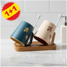 파스텔 칫솔꽂이용 개인 양치컵, 선인장 네이비 + 핑크, 1세트