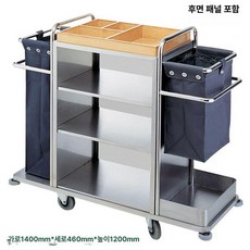 룸메이드 미화차 린넨카트 청소카 하우스키핑 업소용 펜션, 1개, 칸막이 있는 C형 등판 포함 완전 용접