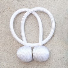 하루네 커텐 끈 마그네틱 자석 장식 걸이 커튼정리 집게 후사고리 (1+1) 46cm, 화이트 (1+1), 1개